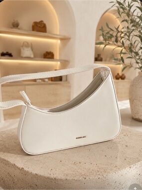Rachel Zoe White Shoulder Bag | Minimalist Baguette Purse |Chic Everyday Handbag
